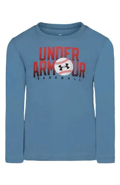 Under Armour Kids' Core Baseball Long Sleeve T-shirt In Blue