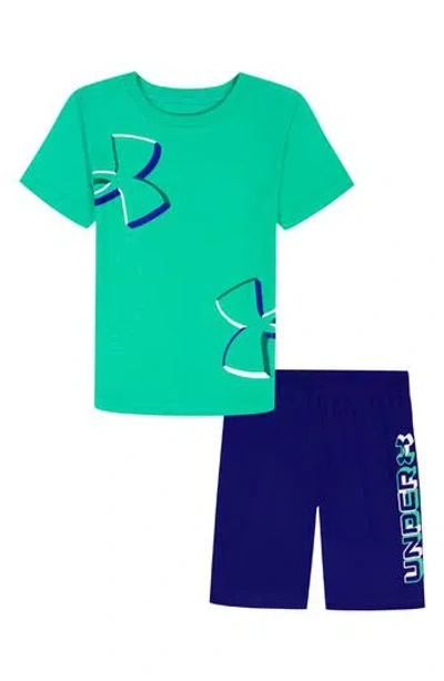 Under Armour Kids' Dimension Core Graphic T-shirt & Shorts Set In Green
