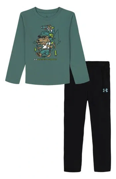Under Armour Kids' Dog Hiker Long Sleeve Shirt & Sweatpants In Green