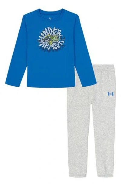 Under Armour Kids' Fish Splash Long Sleeve Top & Pants Set In Blue