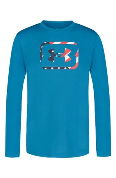 Under Armour Kids' Freedom Hook Long Sleeve Graphic T-shirt In Ether Blue