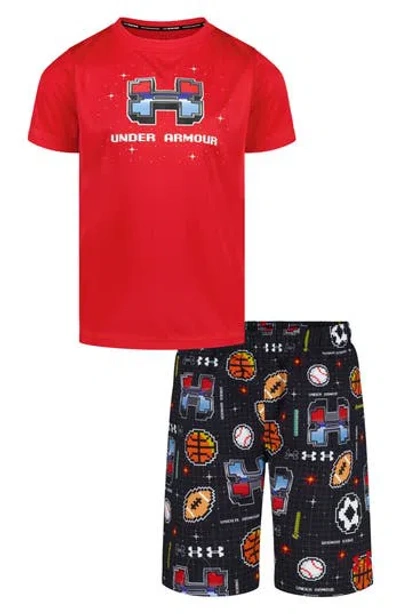 Under Armour Kids' Gamer Mode Upf 50+ T-shirt & Swim Shorts Set In Multi