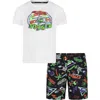 Under Armour Little And Toddler Boys 2-piece Get Soaked Short Sleeve T-shirt And Volley Shorts Set In White