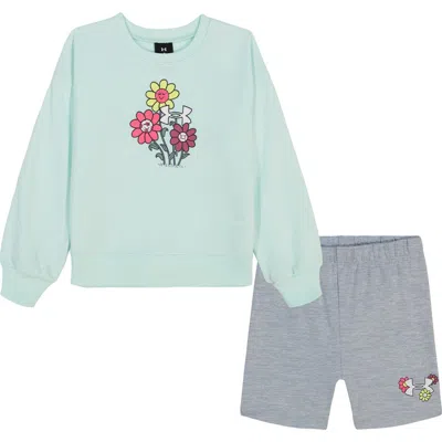 Under Armour Kids' Graphic Sweatshirt & Bike Shorts In Multi