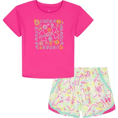 Under Armour Kids' Graphic T-shirt & Woven Shorts Set In Pink