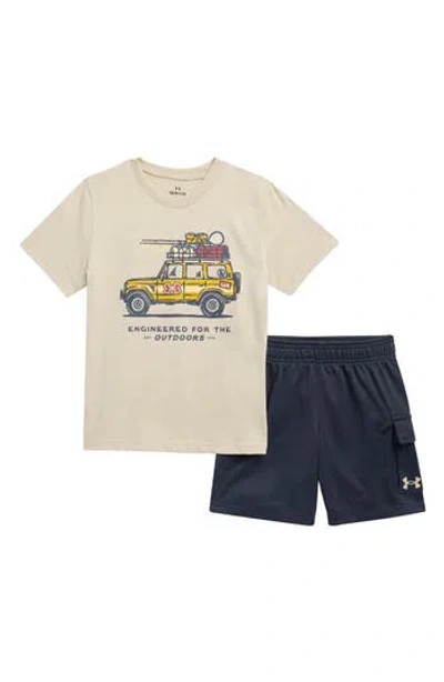 Under Armour Kids' Graphic T-shirt & French Terry Cargo Shorts Set In Neutral