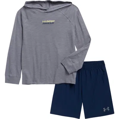 Under Armour Kids' Grid Hoodie & Shorts Set In Gray