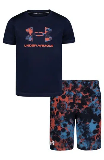 Under Armour Kids' Half Tone Swim Tee & Shorts Set In Midnight Navy