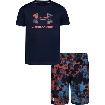 Under Armour Kids' Half Tone Swim Tee & Shorts Set In Midnight Navy