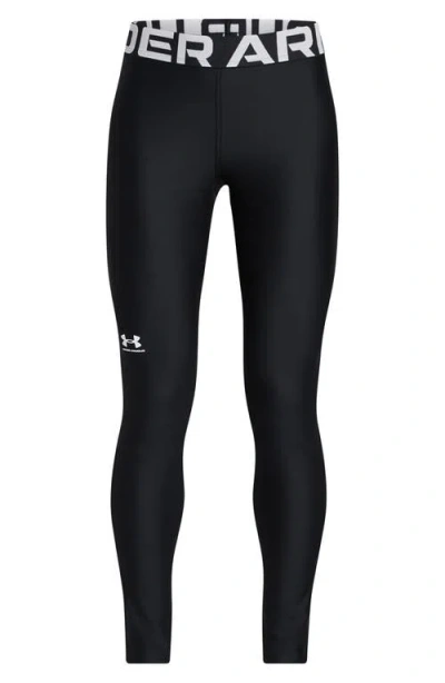 Under Armour Kids' Heatgear® Logo Jacquard Waistband Leggings In Black