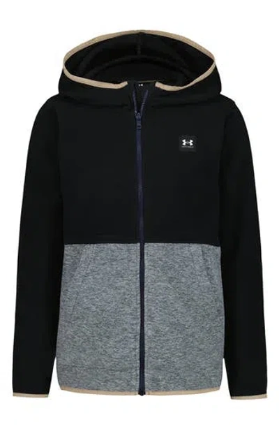 Under Armour Kids' Hundo Fleece Zip-up Hoodie In Black