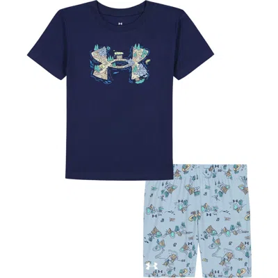 Under Armour Kids' Lake Logo Graphic T-shirt & Shorts Set In Midnight Navy