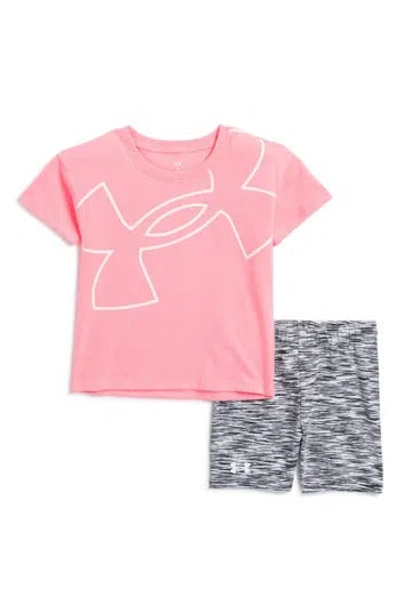 Under Armour Kids' Logo Graphic T-shirt & Bike Shorts Set In Cosmo Pink