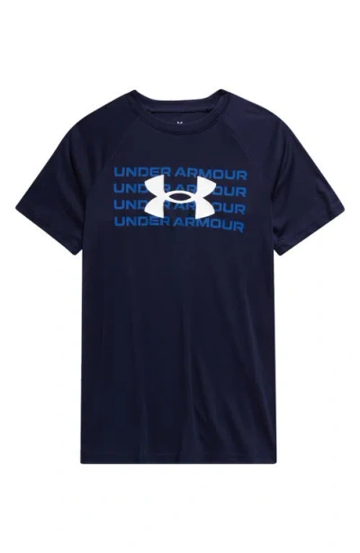 Under Armour Kids' Little Boys Baseball Logo Raglan-short-sleeve T-shirt In Team Royal