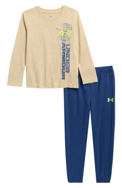 Under Armour Kids' Logo Top & Joggers Set In Brown