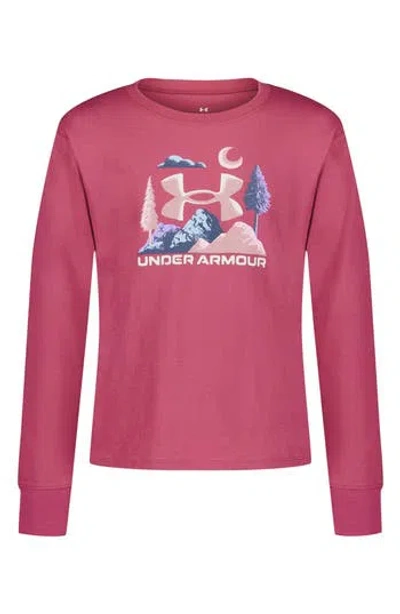 Under Armour Kids' Long Sleeve Forest Moon T-shirt In Pink