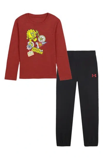 Under Armour Kids' Ode Patches T-shirt & Joggers Set In Red