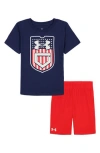 Under Armour Toddler & Little Boys Pennant Flag T-shirt & Shorts, 2 Piece Set In Midnight Red