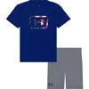 Under Armour Toddler & Little Boys Freedom Hooks T-shirt & Shorts, 2 Piece Set In Royal