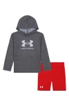 UNDER ARMOUR UNDER ARMOUR KIDS' PERFORMANCE MESH LONG SLEEVE HOODED T-SHIRT & SHORTS SET