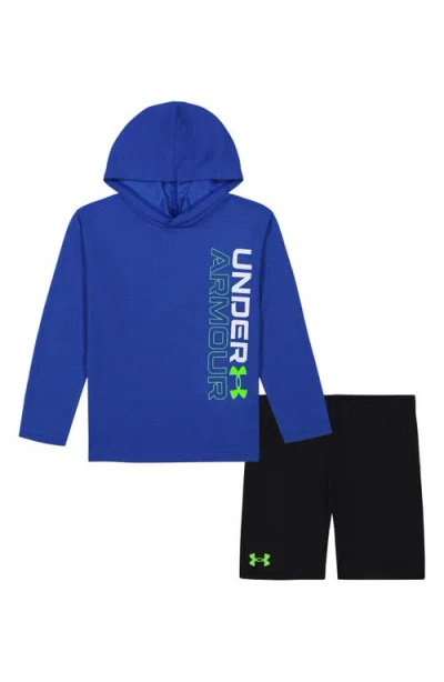 Under Armour Kids' Performance Mesh Long Sleeve Hooded T-shirt & Shorts Set In Team Royal