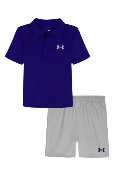 Under Armour Babies'  Kids' Performance Polo & Pull-on Shorts Set In Blue
