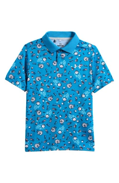 Under Armour Kids' Performance Print Polo In Ether Blue//halo Gray
