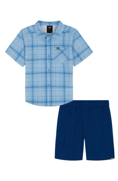 Under Armour Kids' Plaid Button-up Shirt & Shorts Set In Multi