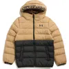 Under Armour Kids' Pronto Colorblock Water Resistant Puffer Jacket In Brown