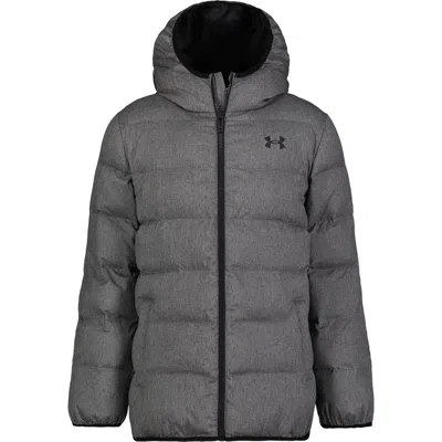 Under Armour Kids' Pronto Water Resistant Quilted Hooded Puffer Jacket In Pitch Gray Heather