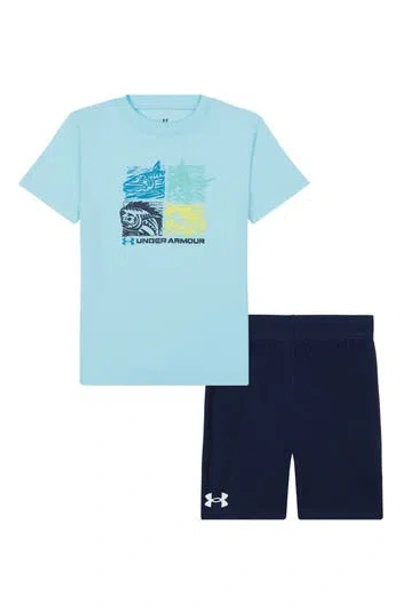 Under Armour Kids' Quad Fish Graphic T-shirt & Shorts Set In Stream