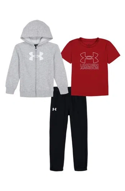 Under Armour Kids' Rival 3-piece Full-zip & Joggers Set In Mod Gray