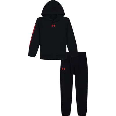 Under Armour Kids' Rival Pullover Hoodie & Joggers Set In Black