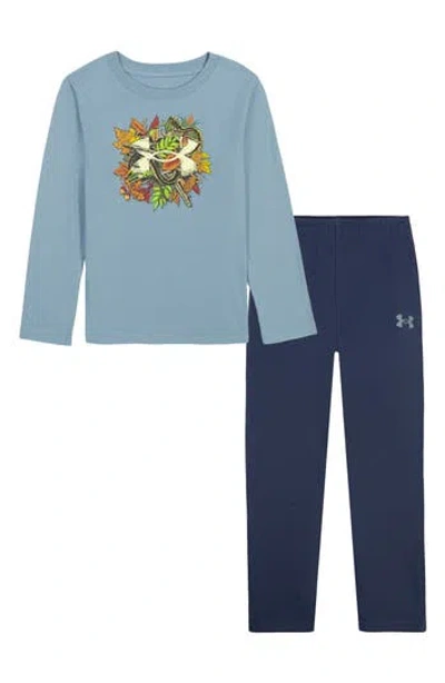 Under Armour Kids' Snake Long Sleeve T-shirt & Fleece Pants Set In Blue