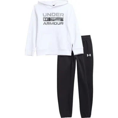 Under Armour Kids' Stacked Logo Hoodie & Joggers Set In White