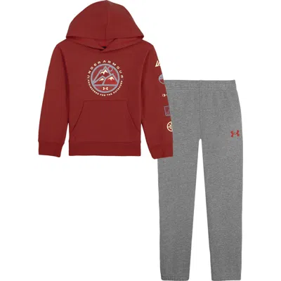 Under Armour Kids' Strata Grid Fleece Set In Burgundy