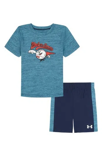 Under Armour Kids' Superball Graphic Print Performance T-shirt & Shorts Set In Blue