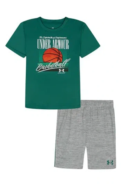 Under Armour Kids' Tech Basketball Graphic T-shirt & Shorts Set In Green