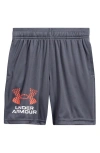 Under Armour Kids' Tech Logo Shorts In Castlerock/white/fire