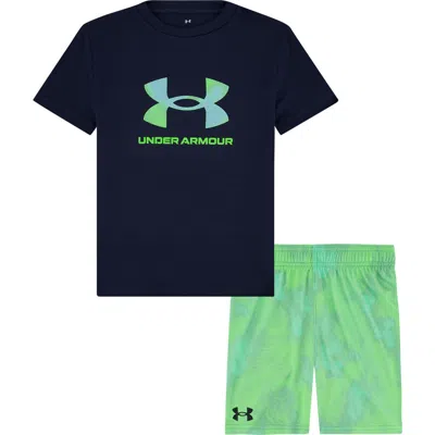Under Armour Babies'  Kids' Tech Print Short Sleeve Shirt & Mesh Shorts In Blue