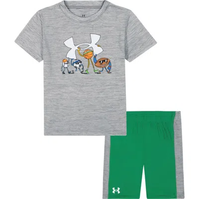 Under Armour Kids' Tech Sports Graphic T-shirt & Shorts Set In Steel