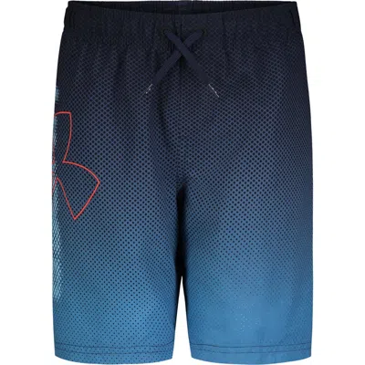 Under Armour Kids' Textured Logo Volley Swim Trunks In Blue