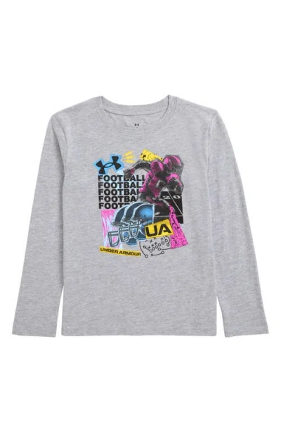 Under Armour Kids' Ua Collage Player Long Sleeve Performance Graphic T-shirt In Mod Grey