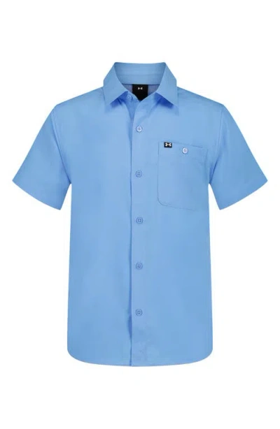 Under Armour Kids' Ua Drift Tide Fish Short Sleeve Performance Button-up Shirt In Blue