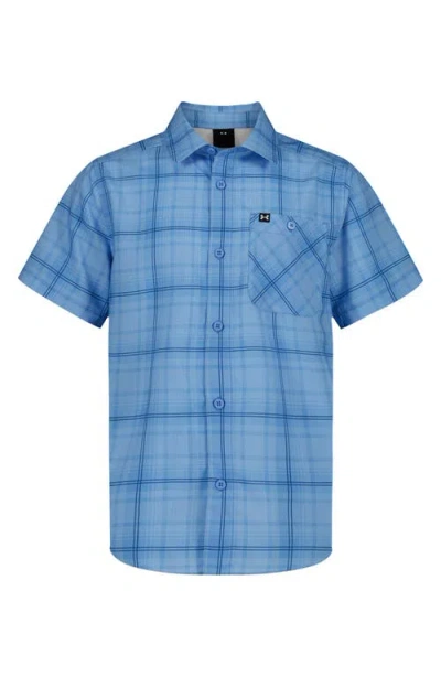 Under Armour Kids' Ua Drift Tide Short Sleeve Performance Button-up Shirt In Blue