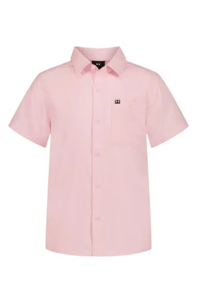 Under Armour Kids' Ua Drift Tide Short Sleeve Performance Button-up Shirt In Pink