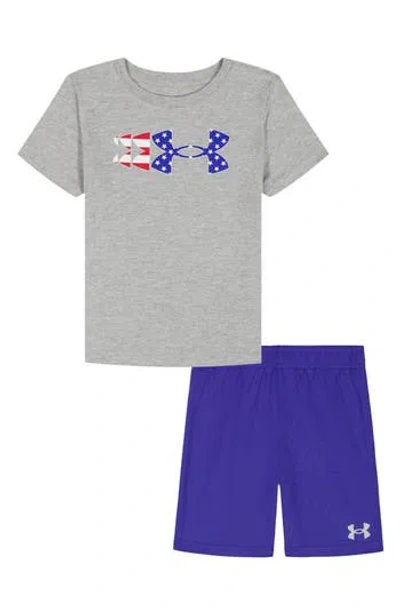 Under Armour Kids' Ua Flag Graphic T-shirt & Shorts Set In Gray