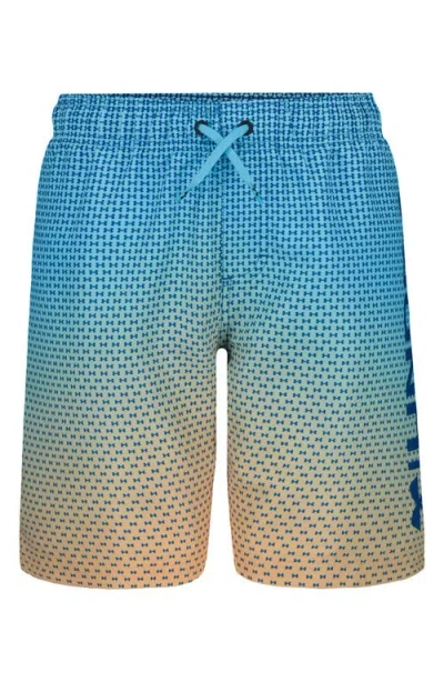 Under Armour Kids' Ua Gradient Logo Water Resistant Volley Swim Trunks In Blue