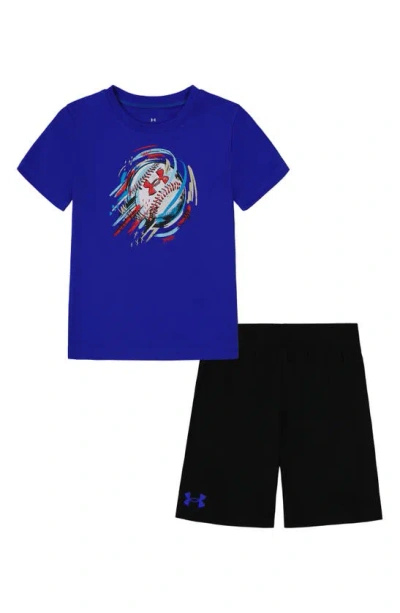 Under Armour Kids' Ua Max Baseball T-shirt & Shorts Set In Team Royal