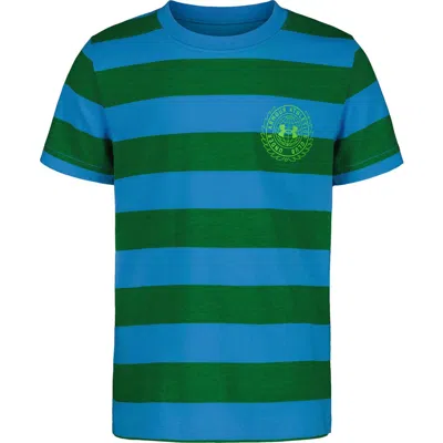 Under Armour Kids' Ua Printed Stripe Performance T-shirt In Ether Blue